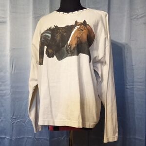 Women's Long Sleeve Horse Print Tee